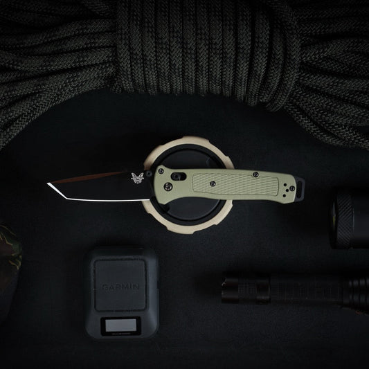 Benchmade Bailout 3.38" Tanto AXIS Lock – Ranger Green Grivory, CPM-S30V Black Cerakote – Made in USA (537BK-06)