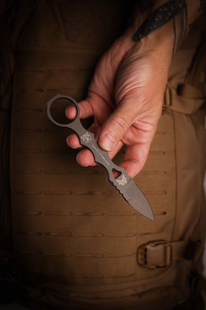 Benchmade Mini SOCP Dagger 1.66" Fixed Blade – Tungsten Gray, 440C, Molded Sheath – Made in USA (177GY)