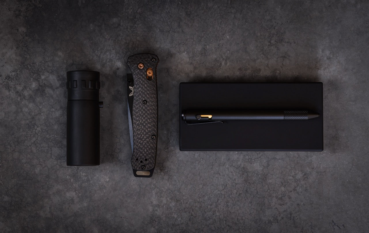 Benchmade Bailout 3.38" AXIS Lock – Carbon Fiber, CPM-S90V Black Cerakote Tanto, Dark Copper – Made in USA (537BK-10)
