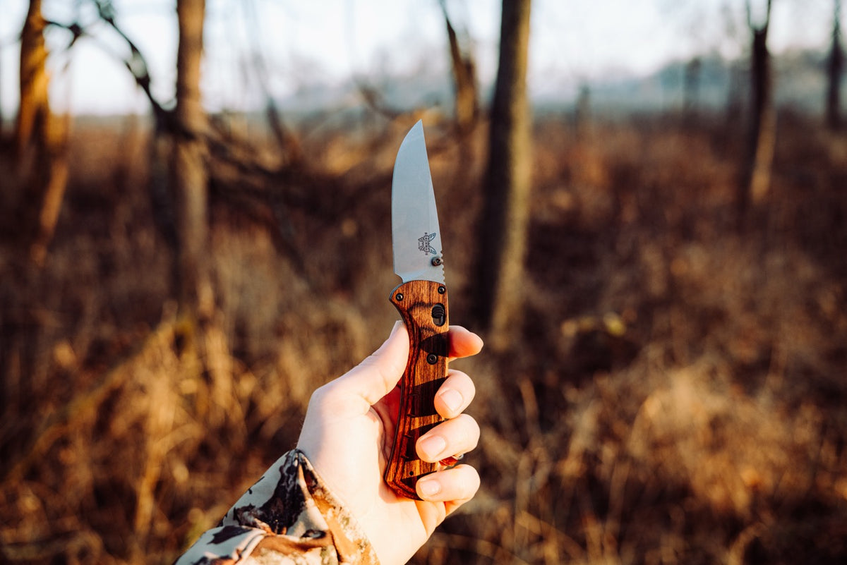 Benchmade SlipRidge 3.5" Folding Knife - MagnaCut Modified Clip Point, Stabilized Wood, AXIS Lock - Made in USA (15090)