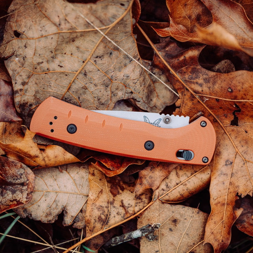 Benchmade SlipRidge 3.5" Folding Knife - MagnaCut Modified Clip Point, Rust Orange G10, AXIS Lock - Made in USA (15090-01)