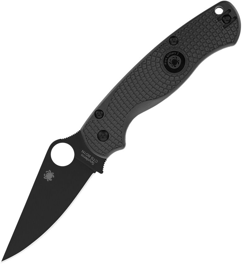 Spyderco Para Military 2 Lightweight 3.47" – Black FRN, CTS BD1N Black DLC, Compression Lock – Made in USA (SC81PBBK2)