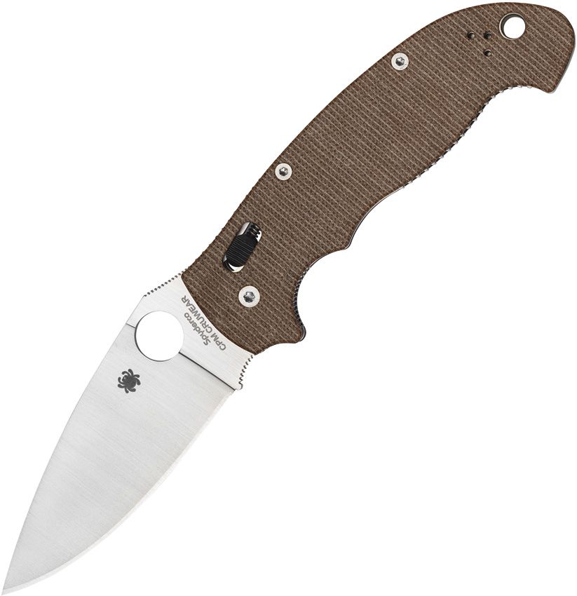 Spyderco Manix 2 XL 3.85" Ball Bearing Lock – Brown Canvas Micarta, CPM CRU-WEAR Satin – Made in USA (SC95MPCW2)