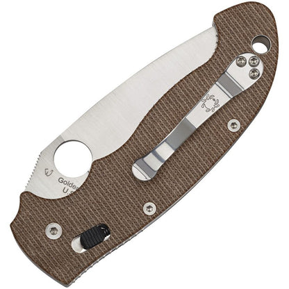 Spyderco Manix 2 XL 3.85" Ball Bearing Lock – Brown Canvas Micarta, CPM CRU-WEAR Satin – Made in USA (SC95MPCW2)