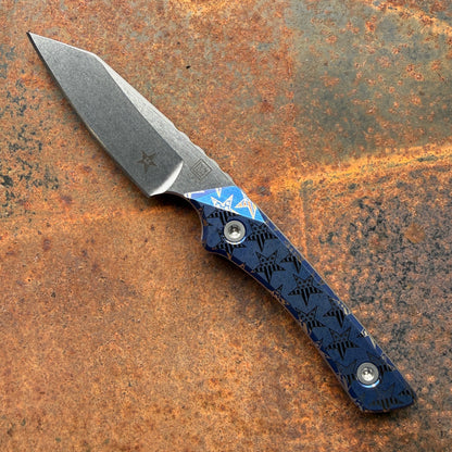 Lynch Blades Star Spangled Swift Six 2.5" Fixed Blade –  Titanium, MagnaCut Stonewash, 250th Anniversary, Leather Sheath – Made in USA
