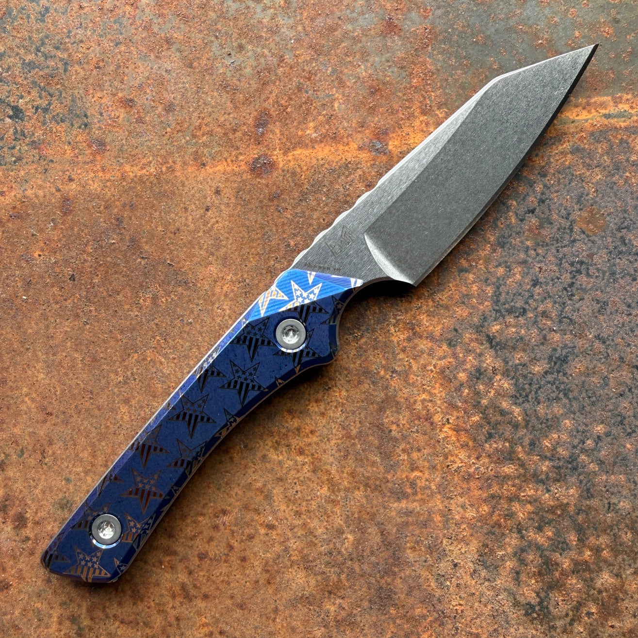 Lynch Blades Star Spangled Swift Six 2.5" Fixed Blade –  Titanium, MagnaCut Stonewash, 250th Anniversary, Leather Sheath – Made in USA