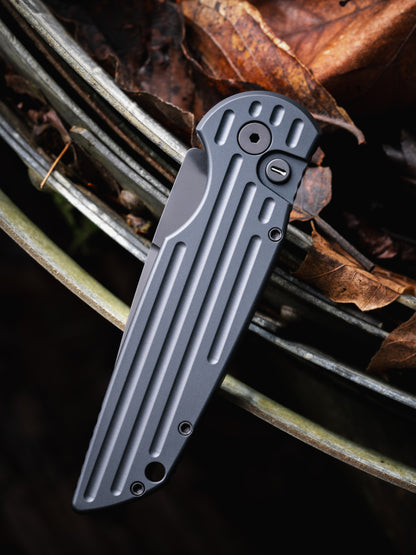 Pro-Tech TR-3 SWAT Operator Automatic Knife, Black Aluminum Handle, Sterile Black Blade, 3.5″, Made in USA