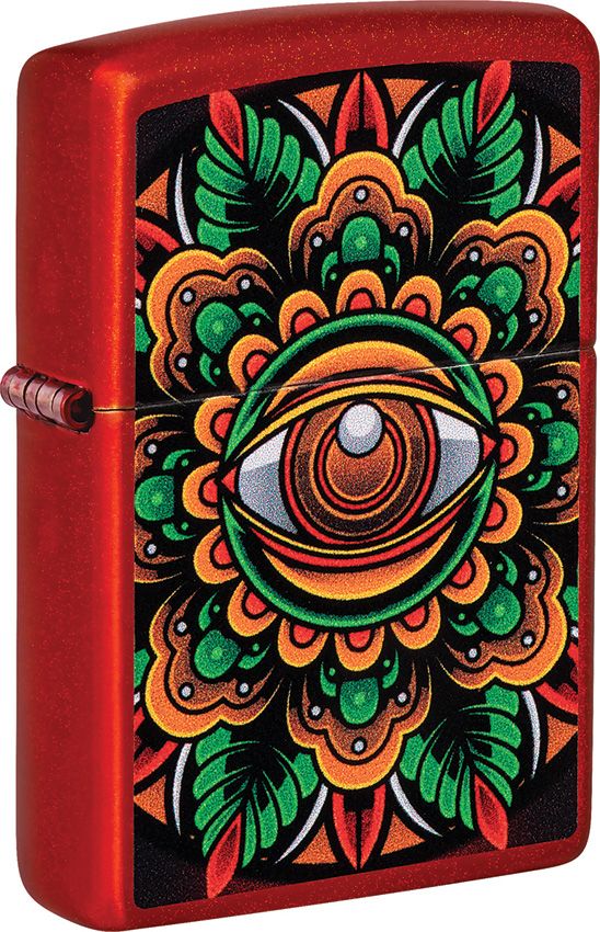 Zippo Counter Culture Eye Lighter – Metallic Red, Psychedelic Eye Design – Made in USA (ZO53566)