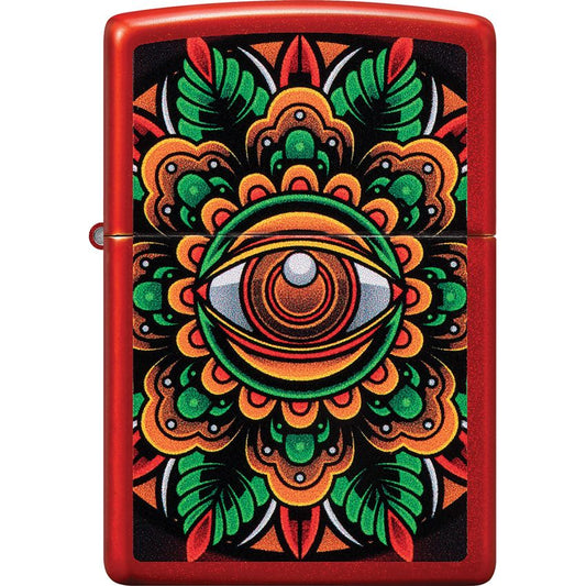 Zippo Counter Culture Eye Lighter – Metallic Red, Psychedelic Eye Design – Made in USA (ZO53566)
