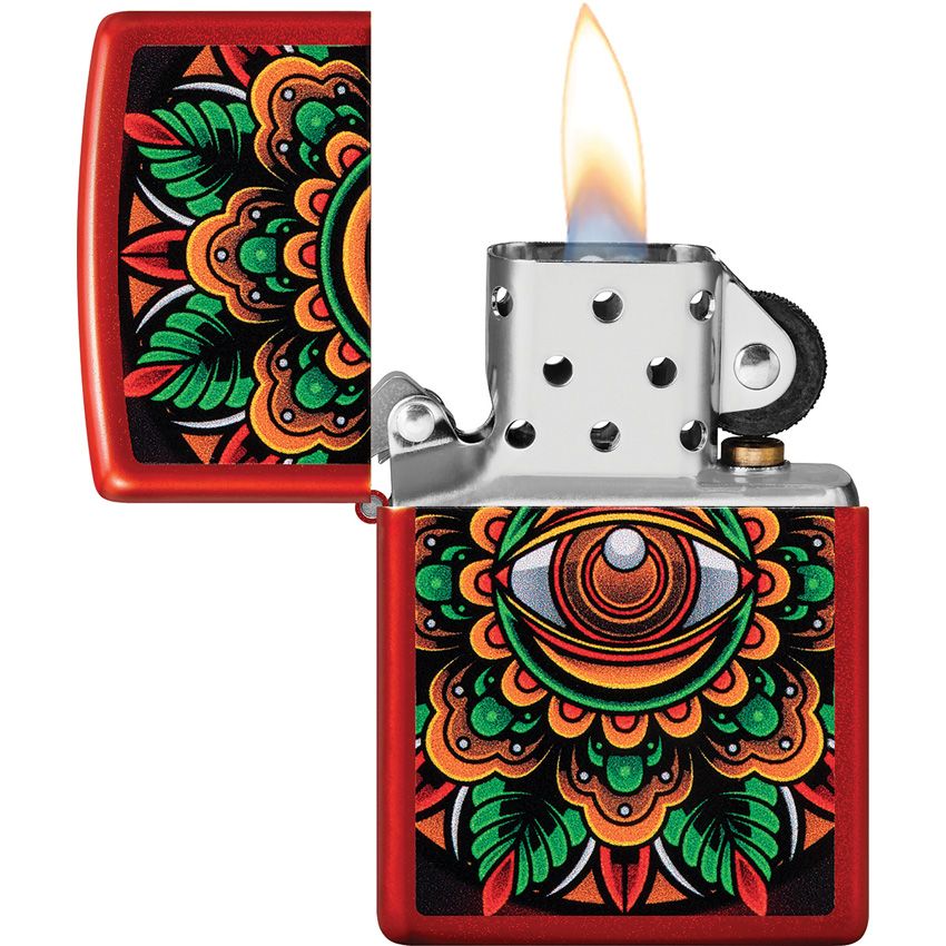 Zippo Counter Culture Eye Lighter – Metallic Red, Psychedelic Eye Design – Made in USA (ZO53566)