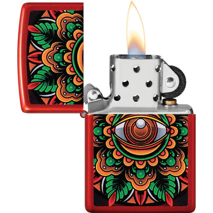 Zippo Counter Culture Eye Lighter – Metallic Red, Psychedelic Eye Design – Made in USA (ZO53566)