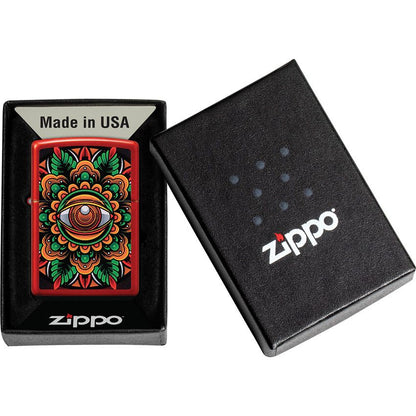 Zippo Counter Culture Eye Lighter – Metallic Red, Psychedelic Eye Design – Made in USA (ZO53566)