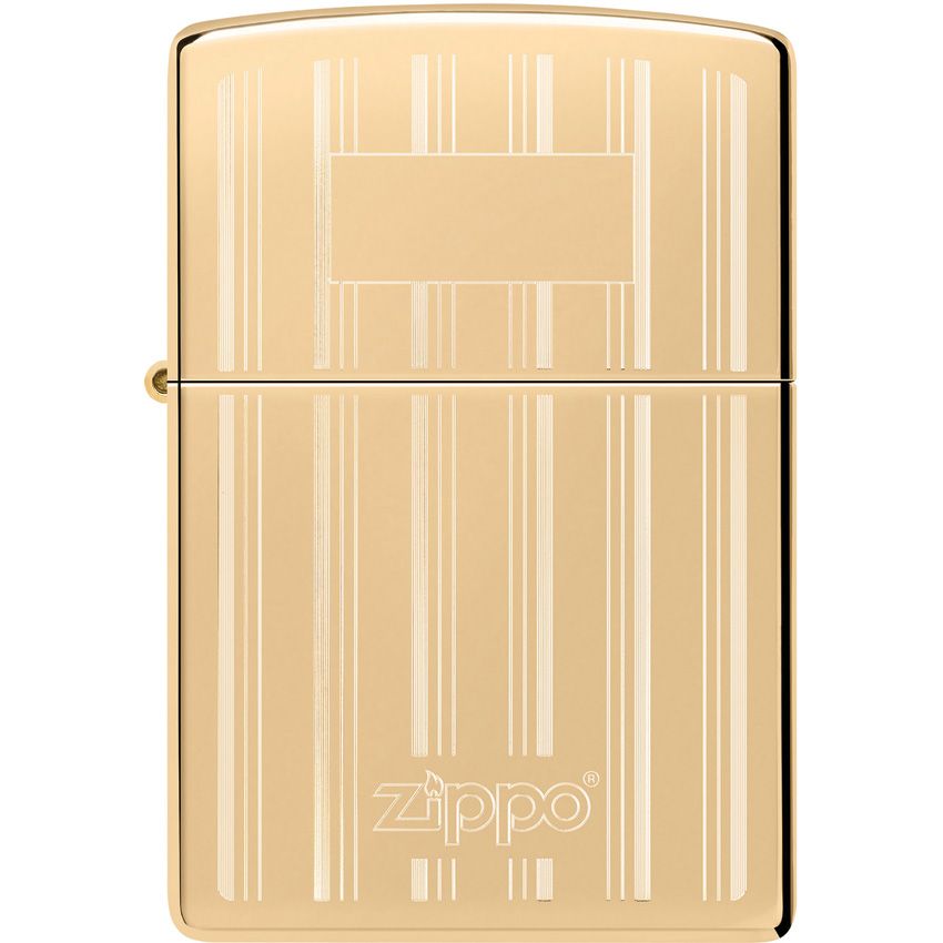 Zippo Design Lighter – High Polish Brass with Vertical Line Pattern – Made in USA (ZO56943)