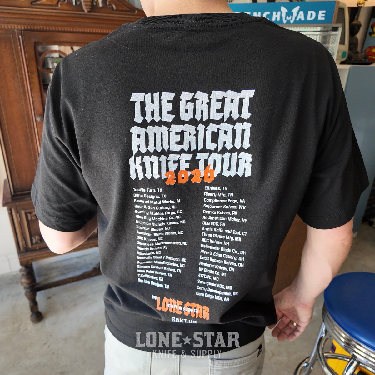 The Great American Knife Tour™ Special Edition Tee - Heavyweight Mock Neck, 300 GSM USA Cotton, Screen Printed in Texas