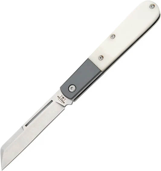 Bear & Son Barlow White Smooth Bone, 3.75″ D2 DLC Blade, Made in USA (BCMWSB180)