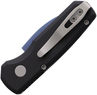Pro-Tech Runt 5 Denim Automatic Knife, Solid Black Aluminum Handle, Denim PVD MagnaCut Wharncliffe Blade, 2″ Blade, Made in USA (R5303-DENIM)