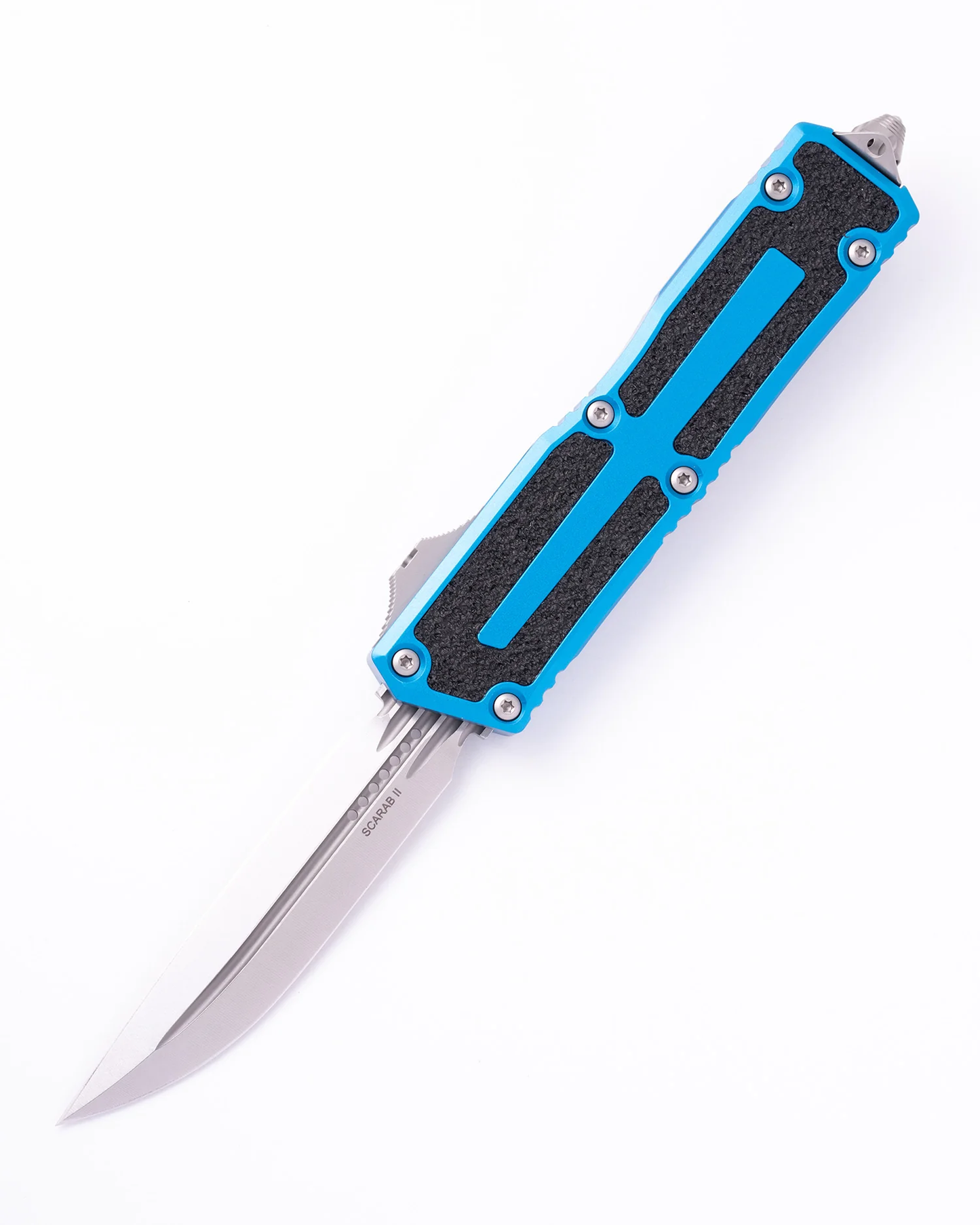 Microtech Scarab II Gen III Blue, 3.8 inch M390MK Dagger Blade, Automatic OTF, Made in USA (1180-10BL)