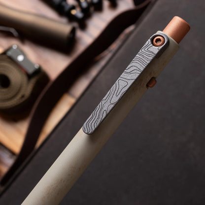 Tactile Turn Off Grid Side Click Pen – Short 5.1", Titanium, Sand Cerakote, Copper Accents – Seasonal Release – Made in USA