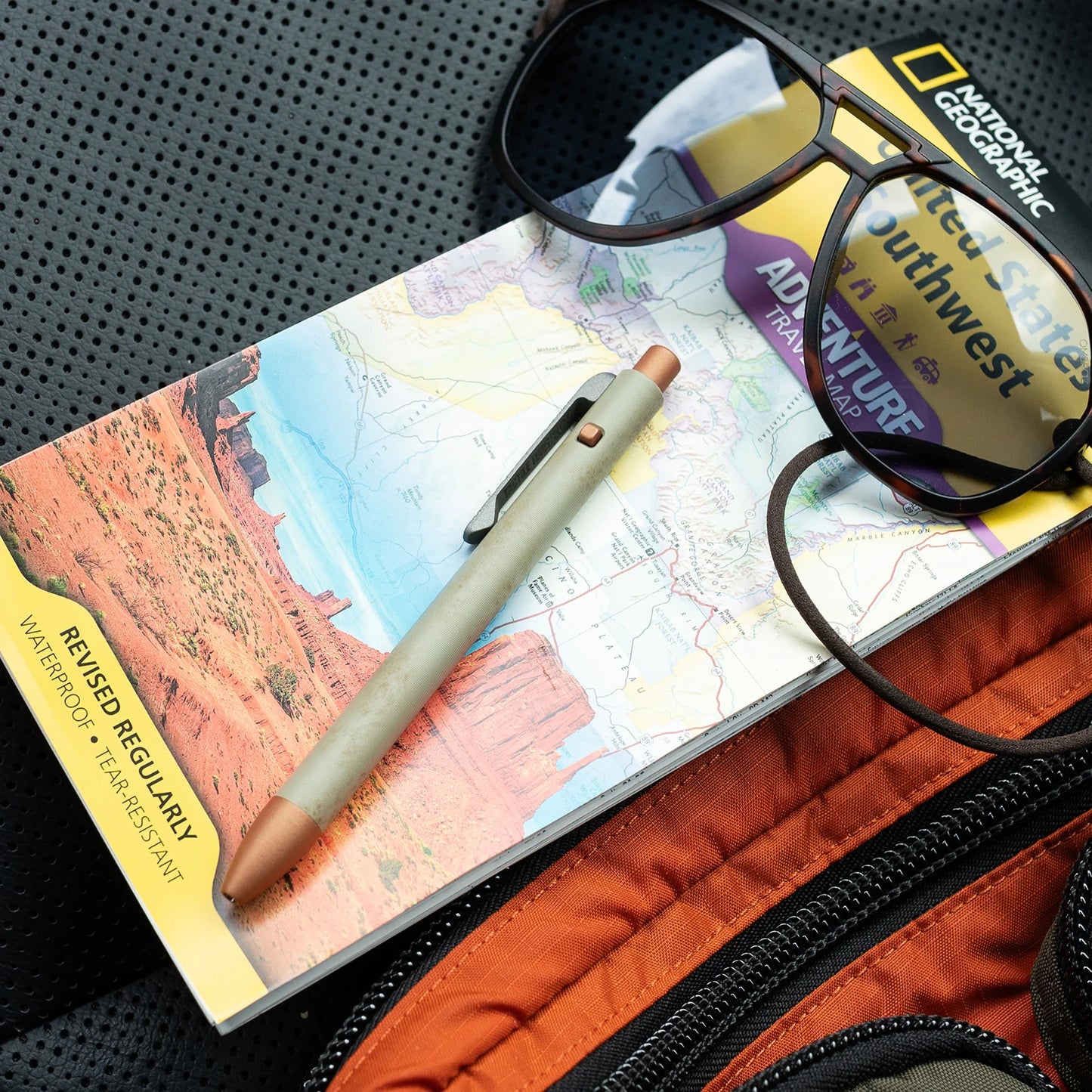 Tactile Turn Off Grid Side Click Pen – Short 5.1", Titanium, Sand Cerakote, Copper Accents – Seasonal Release – Made in USA