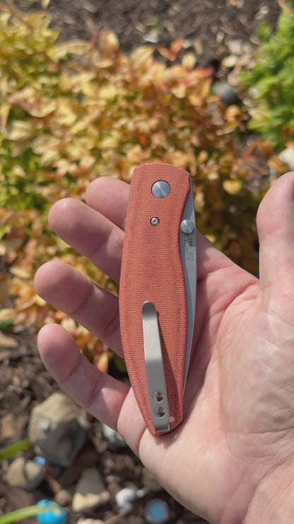 TRM ATOM LL Autumn Orange Micarta, 3.5″ MagnaCut Blade, Made in USA