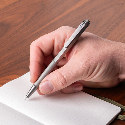 Tactile Turn Anso Pen – Stonewashed Titanium, Side Click, 5.3” Length – Made in USA (10-JA2-TTM-STW)