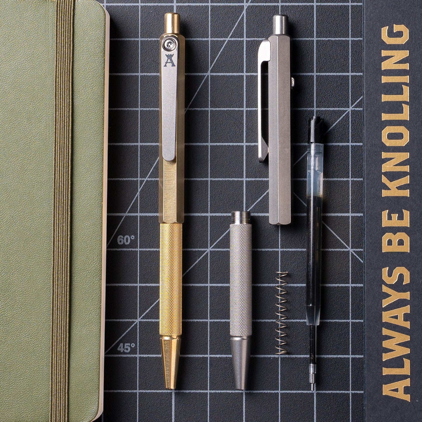 Tactile Turn Anso Pen – Brass, Side Click, 5.3” Length – Made in USA (10-JA2-BRA-TTM)