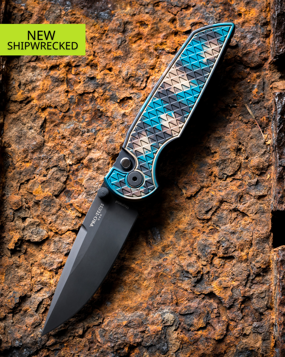 Pro-Tech TR-3 Integrity Knife – “Shipwreck” Anodized Handle, DLC MagnaCut Blade, Manual Thumb Stud, 3.5″ – Made in USA (INT1106-SHIPWRECK)